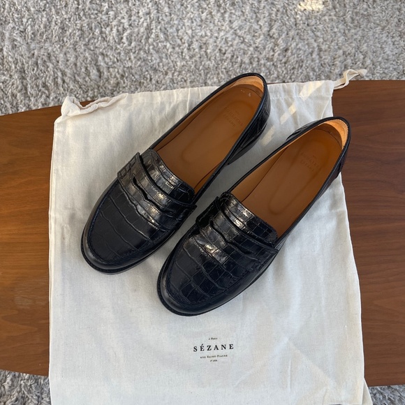 Sezane Andrea Loafers - Black Crocodile Print - Like New - 10 - Picture 5 of 5